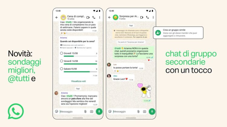 WhatsApp, arrivano aggiornamenti sui sondaggi e la nuova funzione @tutti